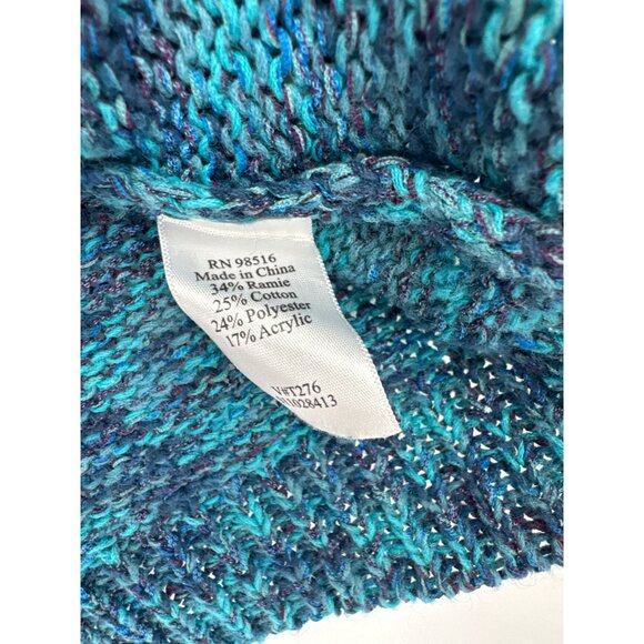 Coldwater Creek Womens sweater Short Sleeve Blue Cardigan Size large Cotton - Picture 5 of 5